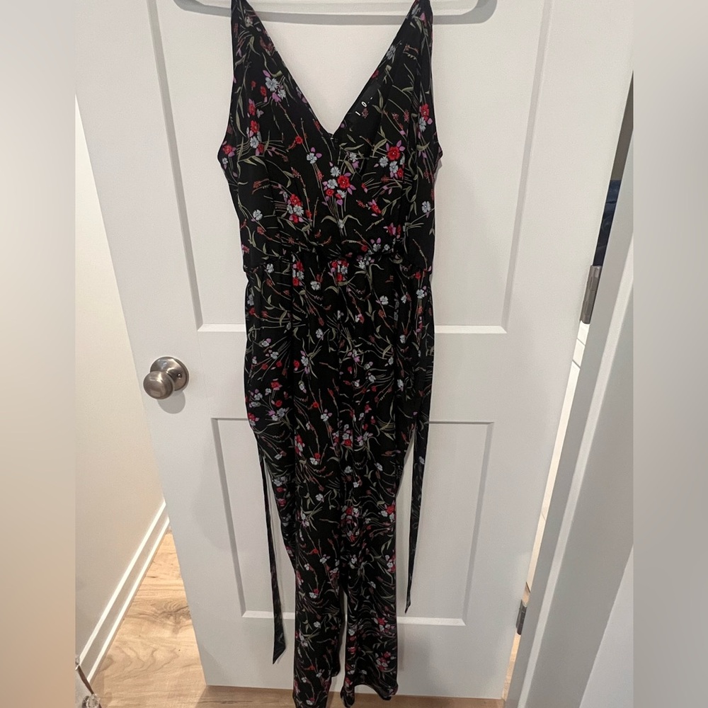 Lulu's Black Floral Jumpsuit